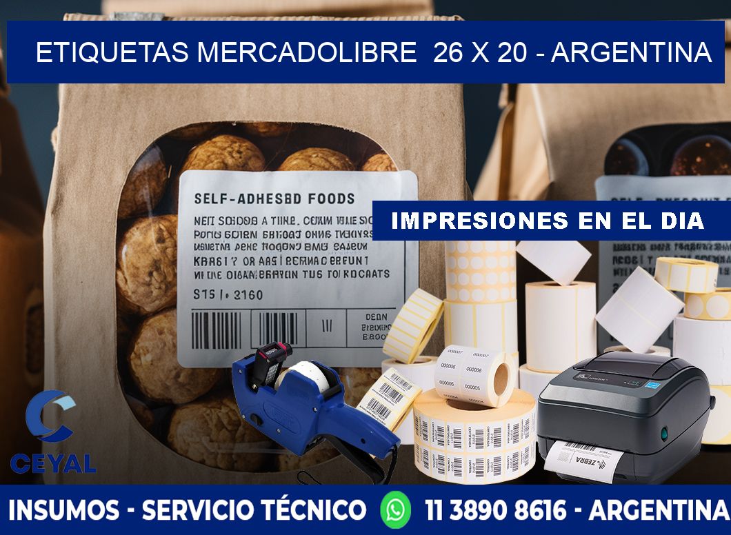 ETIQUETAS MERCADOLIBRE  26 x 20 - ARGENTINA