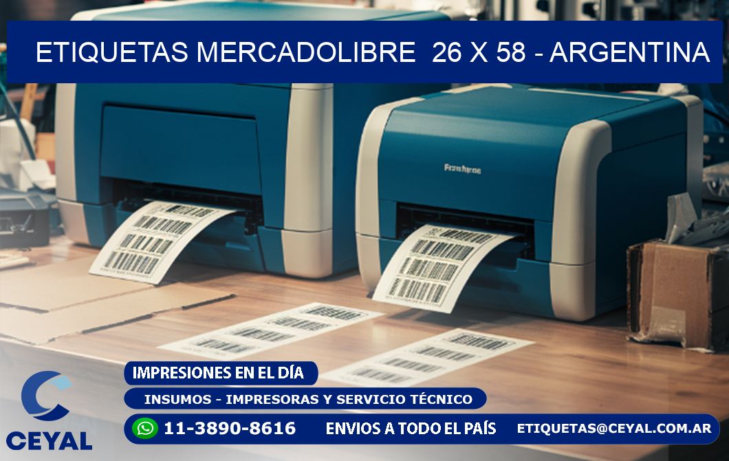 ETIQUETAS MERCADOLIBRE  26 x 58 - ARGENTINA