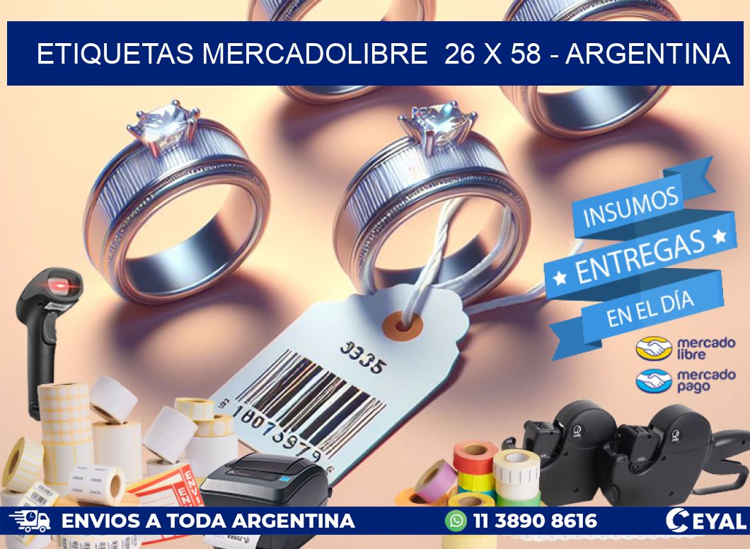 ETIQUETAS MERCADOLIBRE  26 x 58 - ARGENTINA