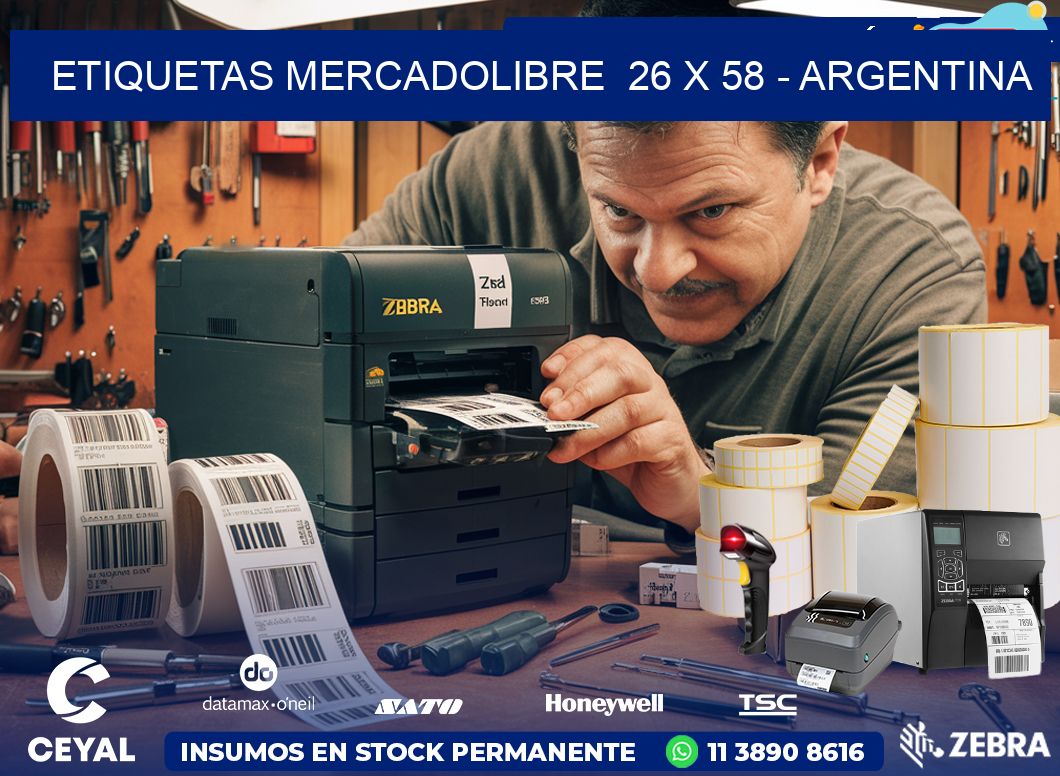 ETIQUETAS MERCADOLIBRE  26 x 58 - ARGENTINA