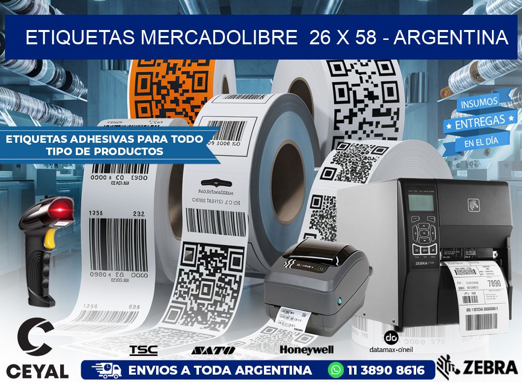 ETIQUETAS MERCADOLIBRE  26 x 58 – ARGENTINA