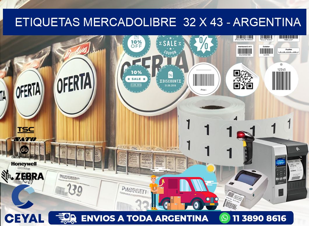 ETIQUETAS MERCADOLIBRE  32 x 43 - ARGENTINA