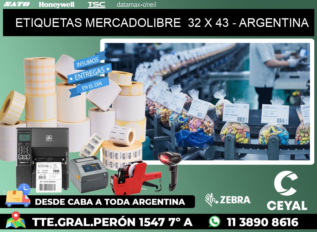 ETIQUETAS MERCADOLIBRE  32 x 43 - ARGENTINA