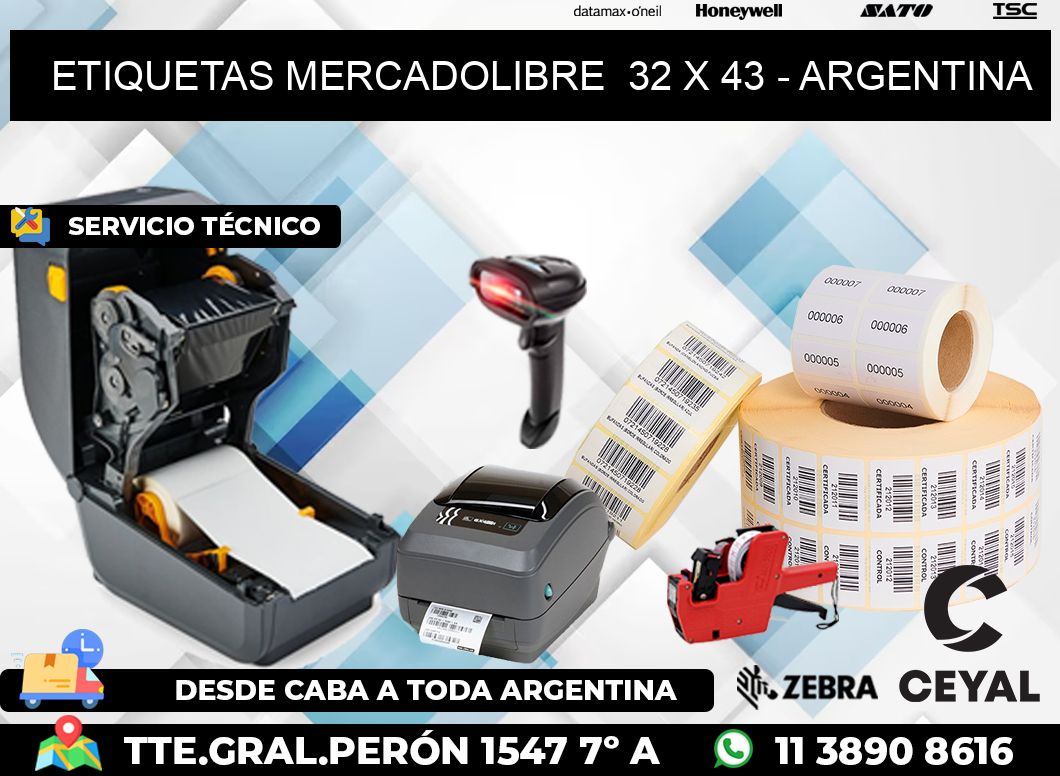 ETIQUETAS MERCADOLIBRE  32 x 43 - ARGENTINA