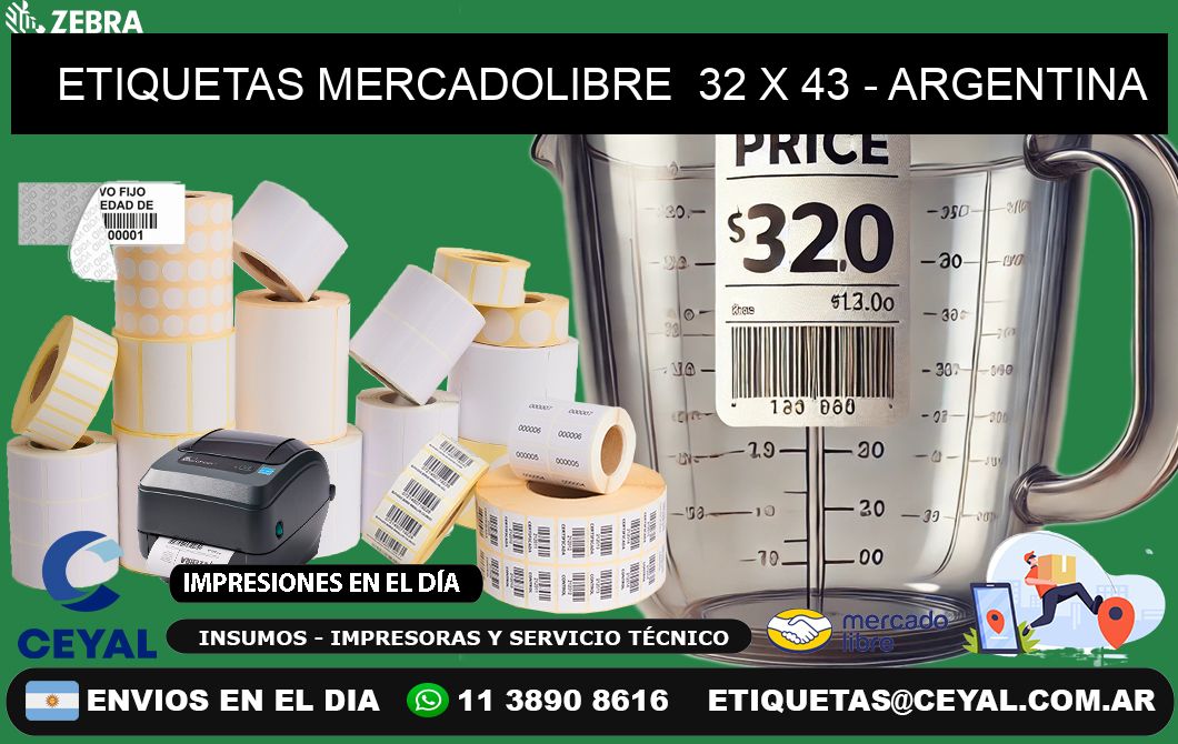 ETIQUETAS MERCADOLIBRE  32 x 43 - ARGENTINA