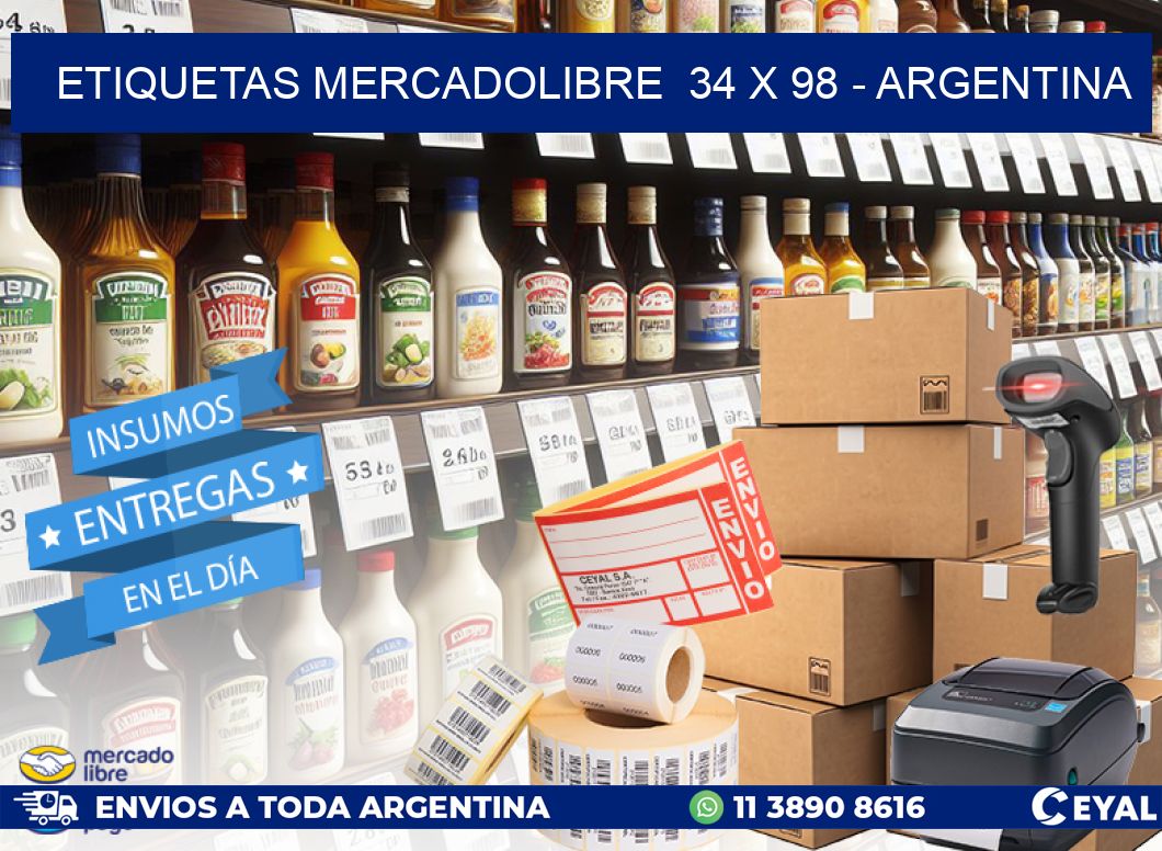 ETIQUETAS MERCADOLIBRE  34 x 98 - ARGENTINA