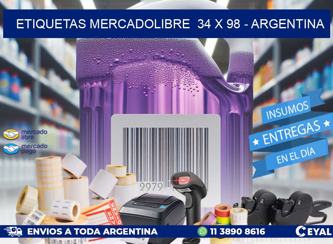 ETIQUETAS MERCADOLIBRE  34 x 98 - ARGENTINA