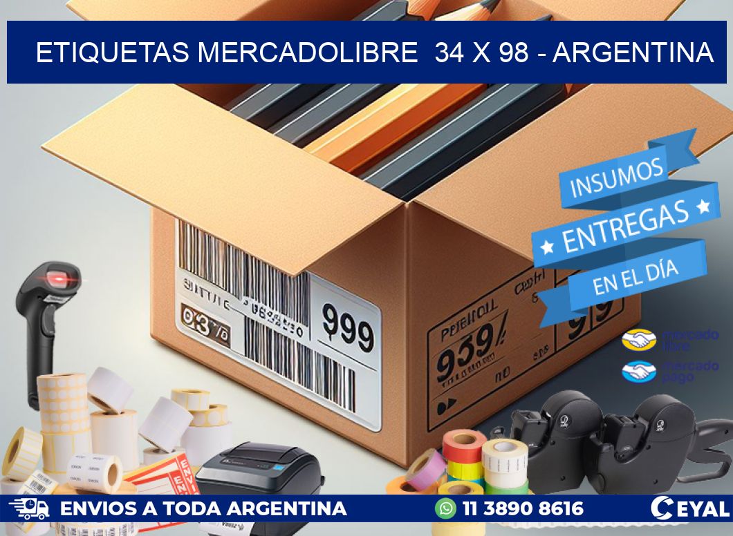 ETIQUETAS MERCADOLIBRE  34 x 98 - ARGENTINA