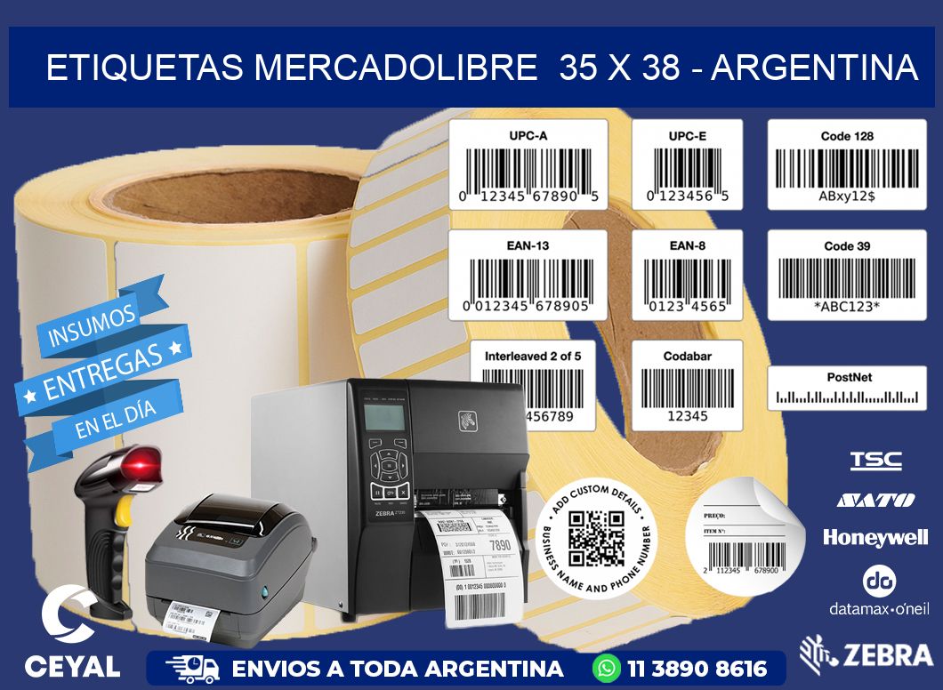 ETIQUETAS MERCADOLIBRE  35 x 38 - ARGENTINA