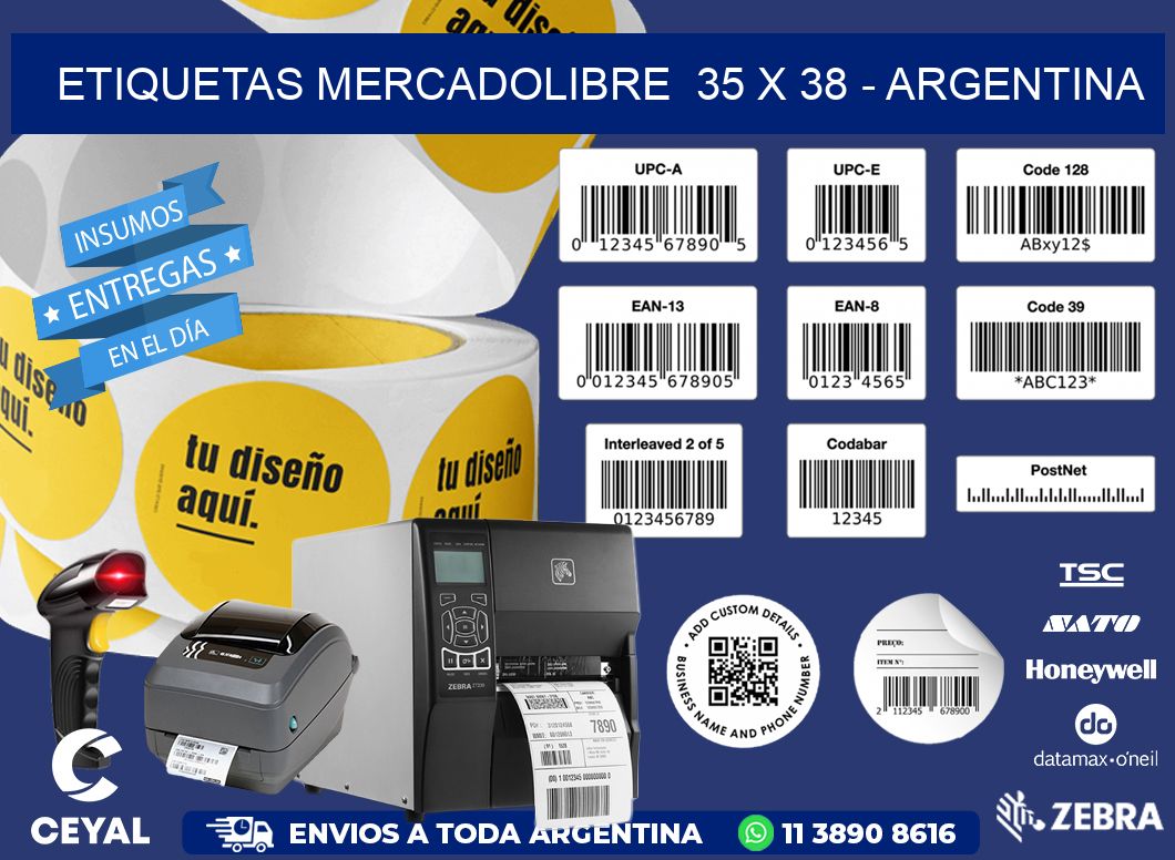 ETIQUETAS MERCADOLIBRE  35 x 38 - ARGENTINA