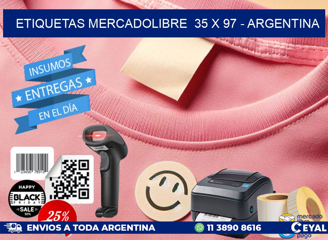 ETIQUETAS MERCADOLIBRE  35 x 97 - ARGENTINA