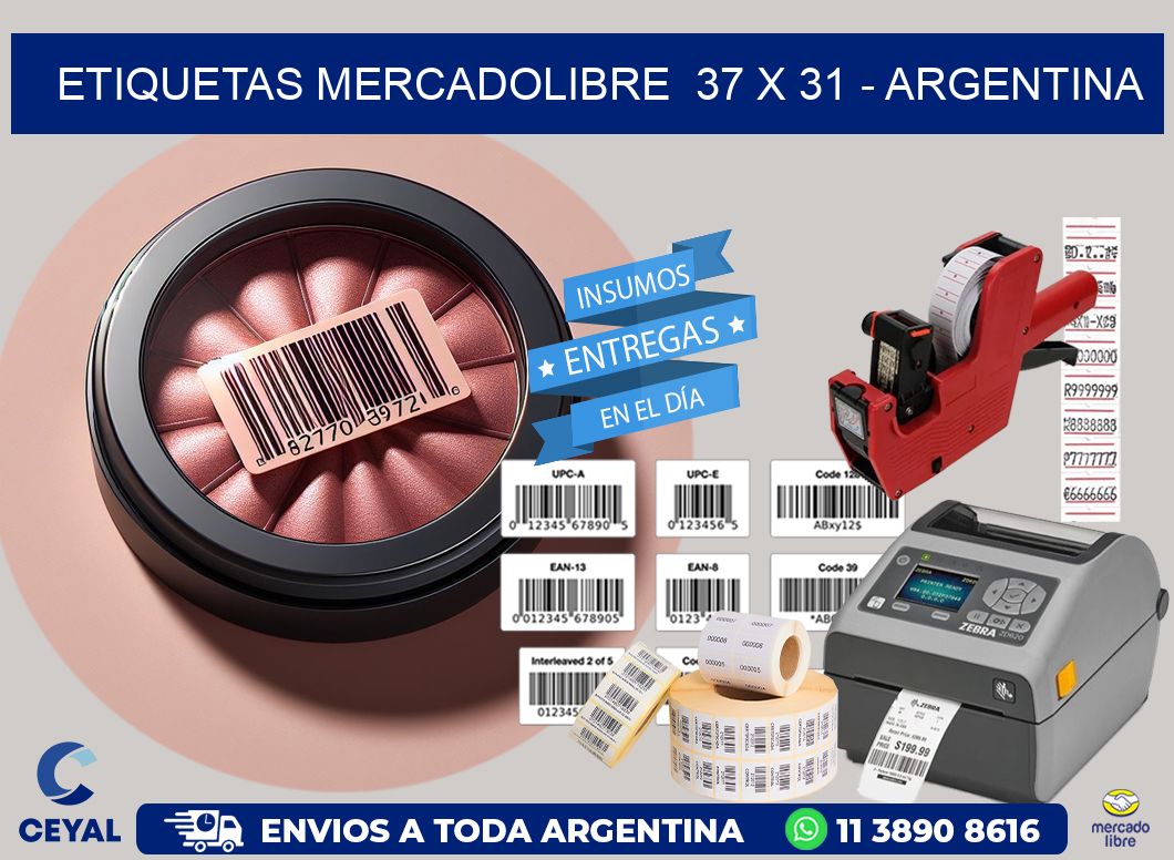 ETIQUETAS MERCADOLIBRE  37 x 31 - ARGENTINA