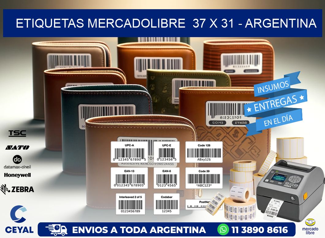 ETIQUETAS MERCADOLIBRE  37 x 31 - ARGENTINA