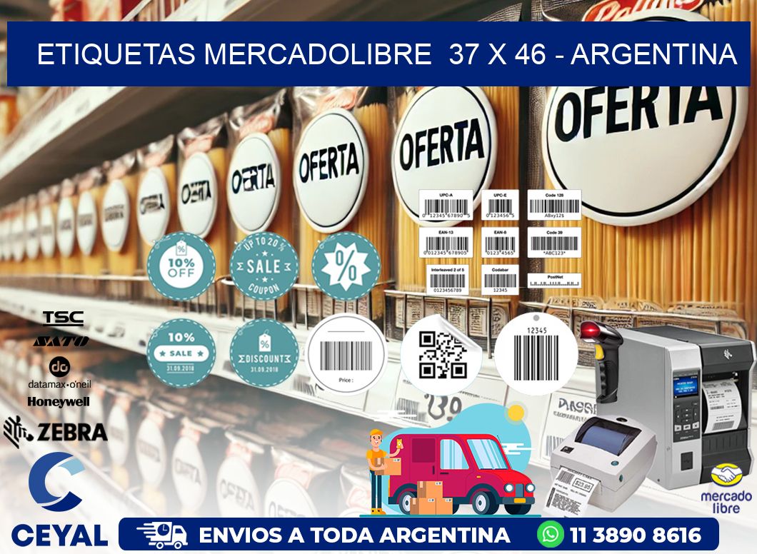 ETIQUETAS MERCADOLIBRE  37 x 46 - ARGENTINA