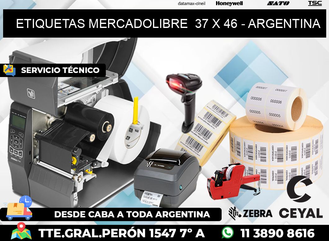 ETIQUETAS MERCADOLIBRE  37 x 46 - ARGENTINA