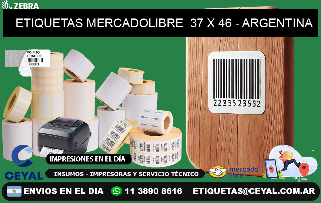 ETIQUETAS MERCADOLIBRE  37 x 46 - ARGENTINA