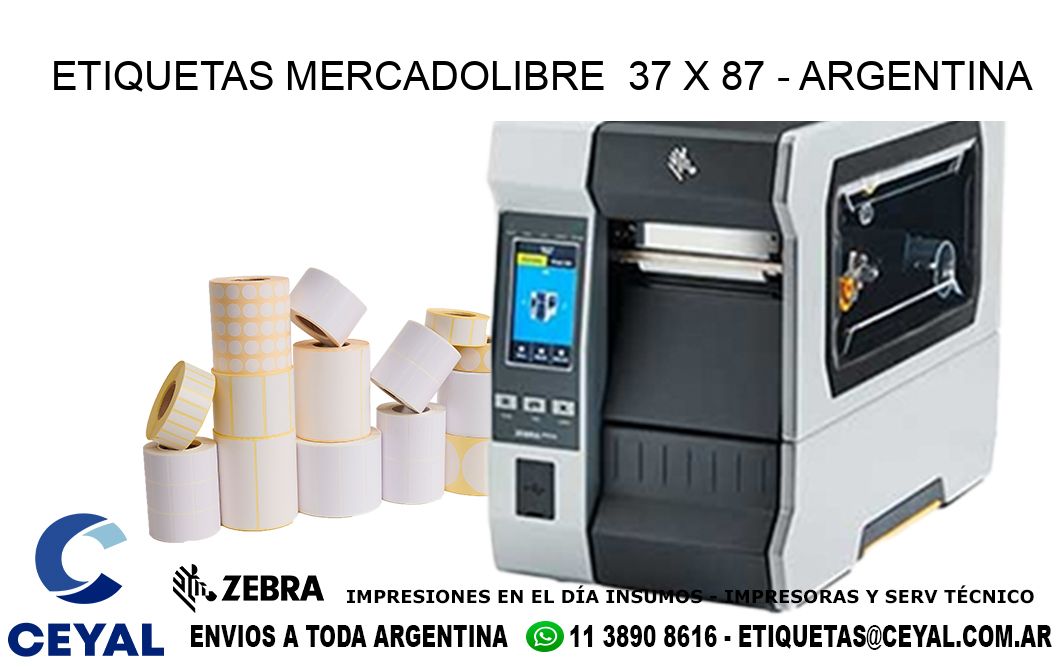 ETIQUETAS MERCADOLIBRE  37 x 87 - ARGENTINA