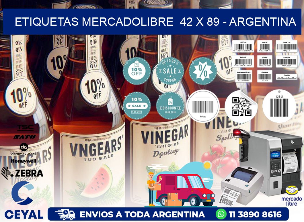 ETIQUETAS MERCADOLIBRE  42 x 89 - ARGENTINA