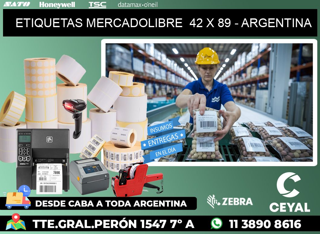 ETIQUETAS MERCADOLIBRE  42 x 89 - ARGENTINA