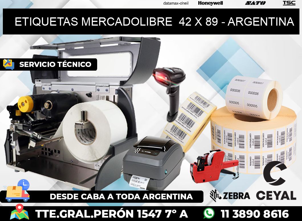 ETIQUETAS MERCADOLIBRE  42 x 89 - ARGENTINA