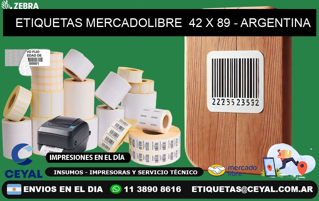 ETIQUETAS MERCADOLIBRE  42 x 89 - ARGENTINA