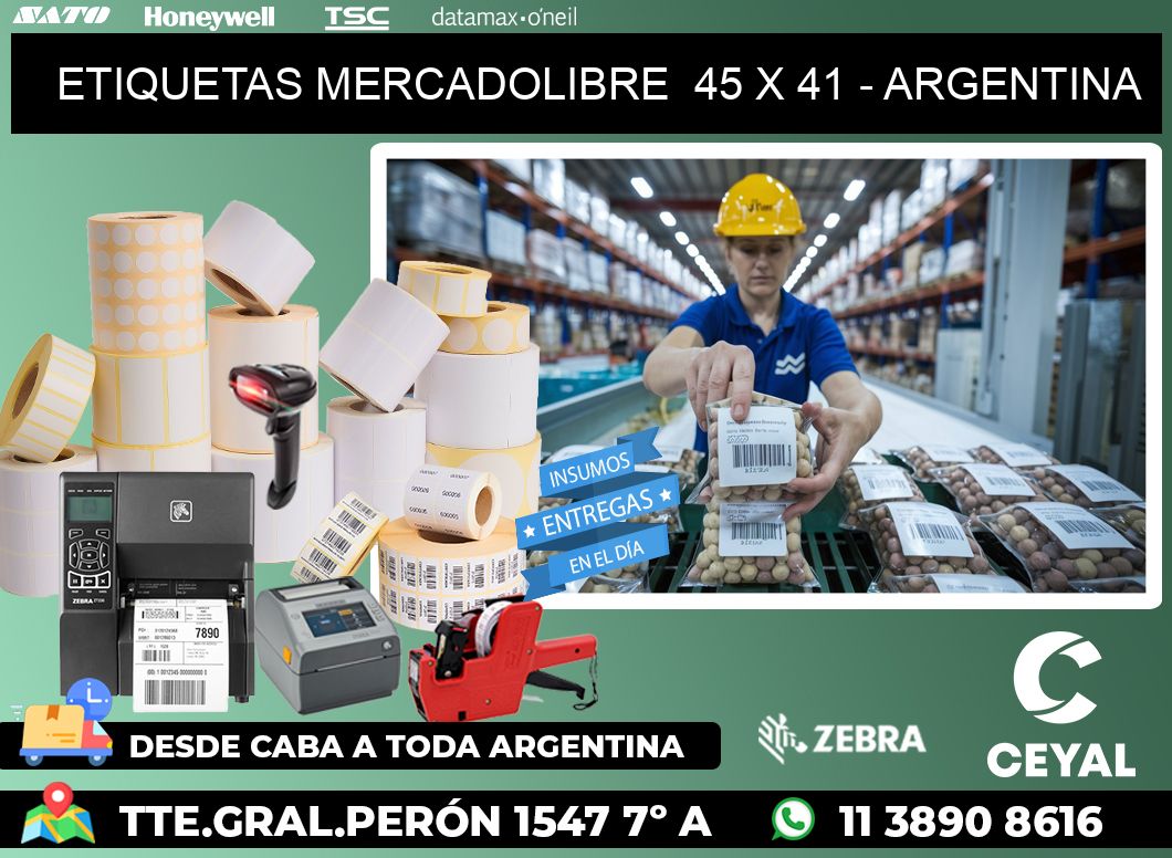 ETIQUETAS MERCADOLIBRE  45 x 41 - ARGENTINA