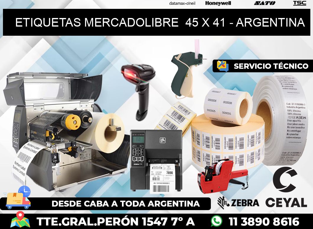 ETIQUETAS MERCADOLIBRE  45 x 41 - ARGENTINA