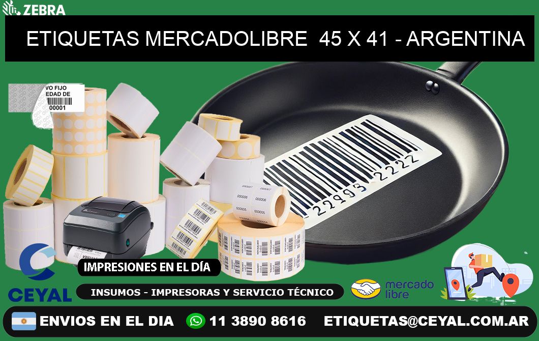 ETIQUETAS MERCADOLIBRE  45 x 41 - ARGENTINA