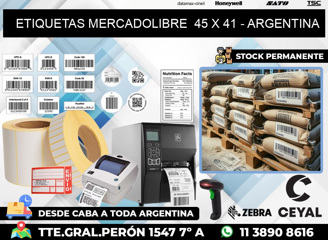 ETIQUETAS MERCADOLIBRE  45 x 41 – ARGENTINA