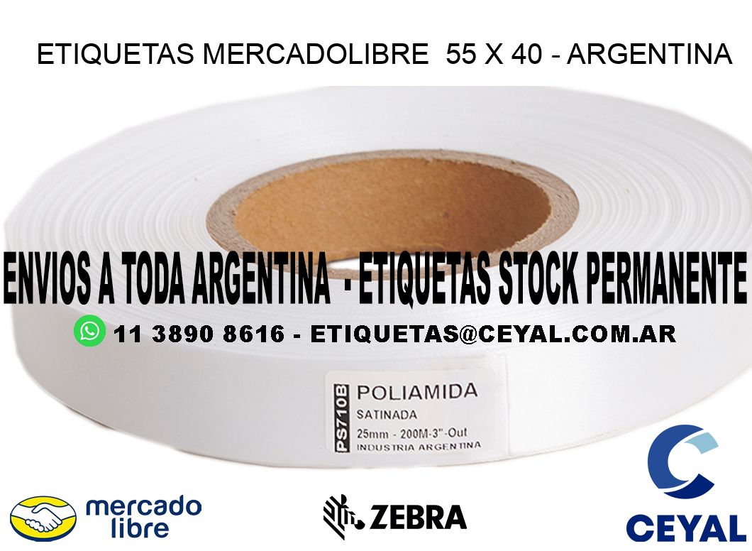 ETIQUETAS MERCADOLIBRE  55 x 40 - ARGENTINA