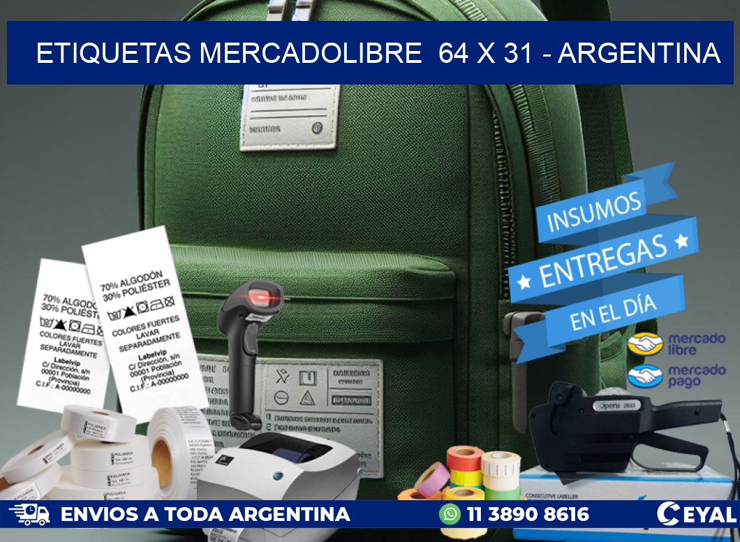 ETIQUETAS MERCADOLIBRE  64 x 31 – ARGENTINA