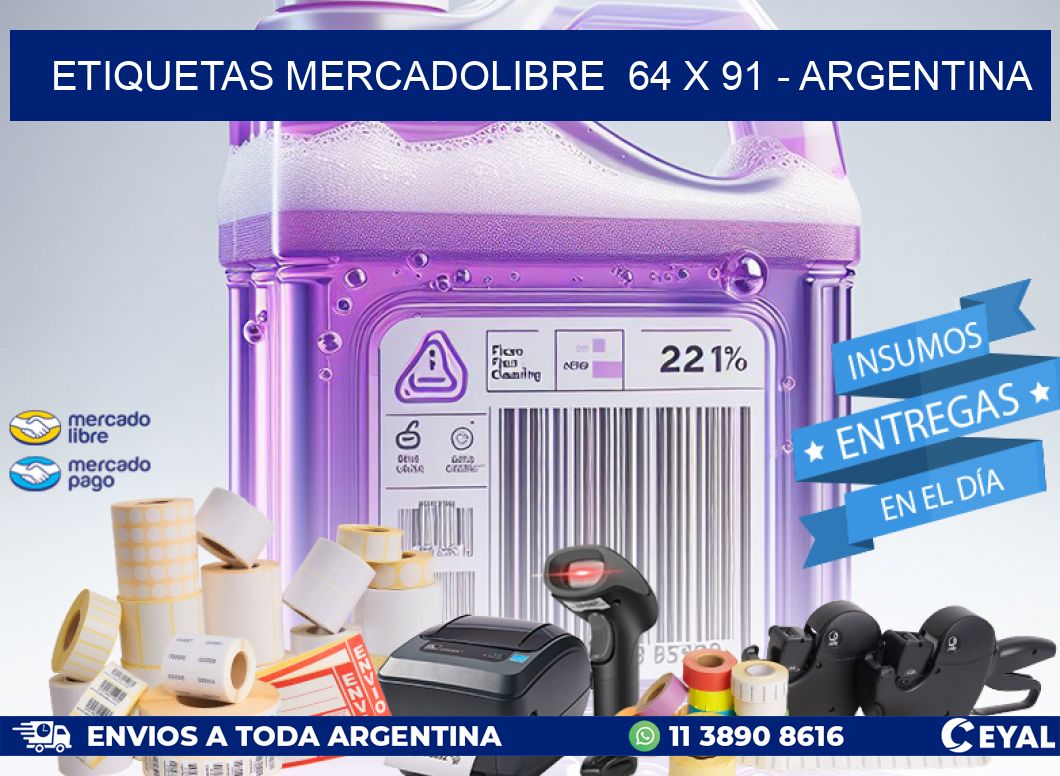 ETIQUETAS MERCADOLIBRE  64 x 91 - ARGENTINA