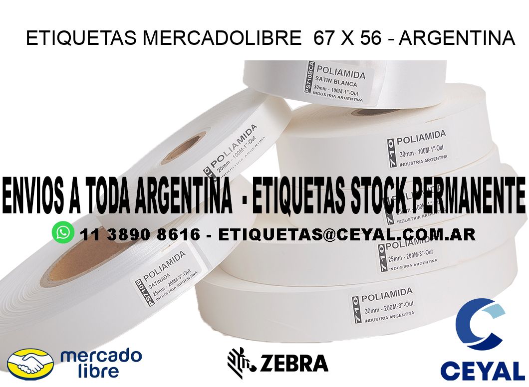 ETIQUETAS MERCADOLIBRE  67 x 56 - ARGENTINA