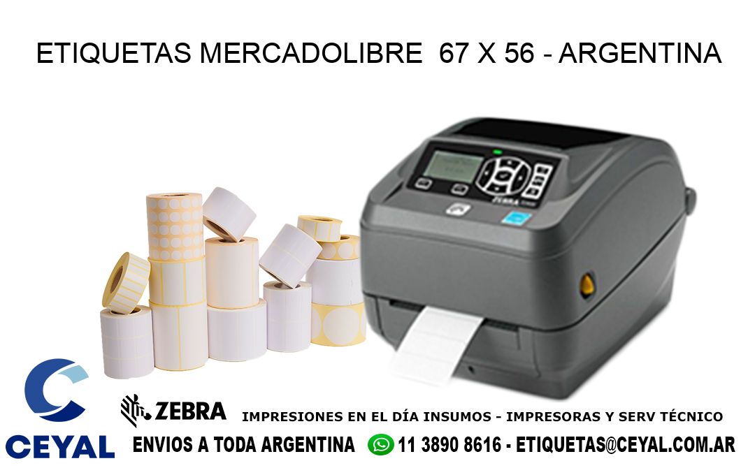 ETIQUETAS MERCADOLIBRE  67 x 56 - ARGENTINA