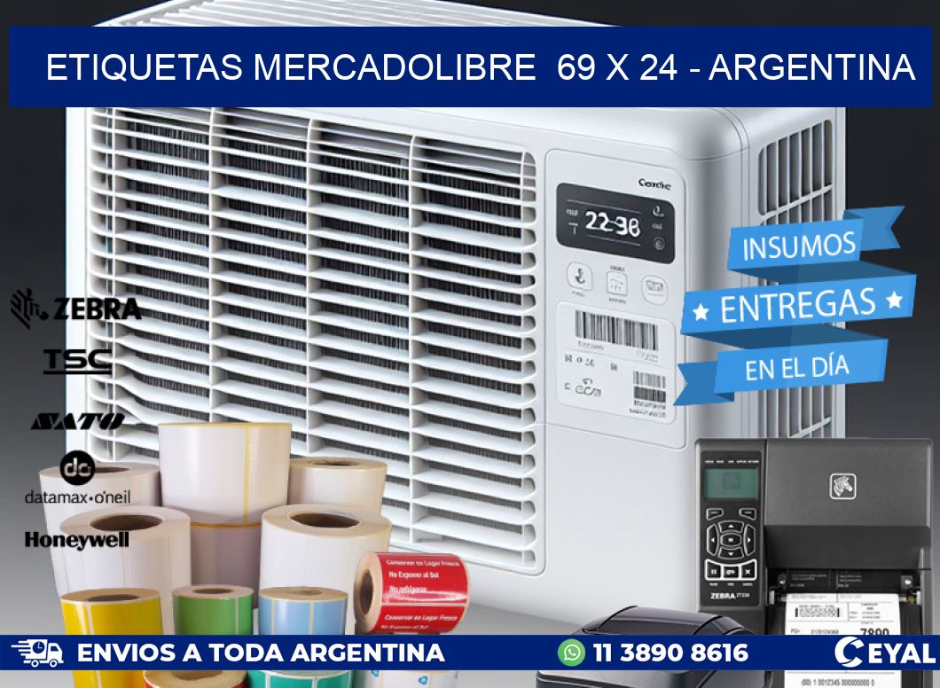 ETIQUETAS MERCADOLIBRE  69 x 24 - ARGENTINA