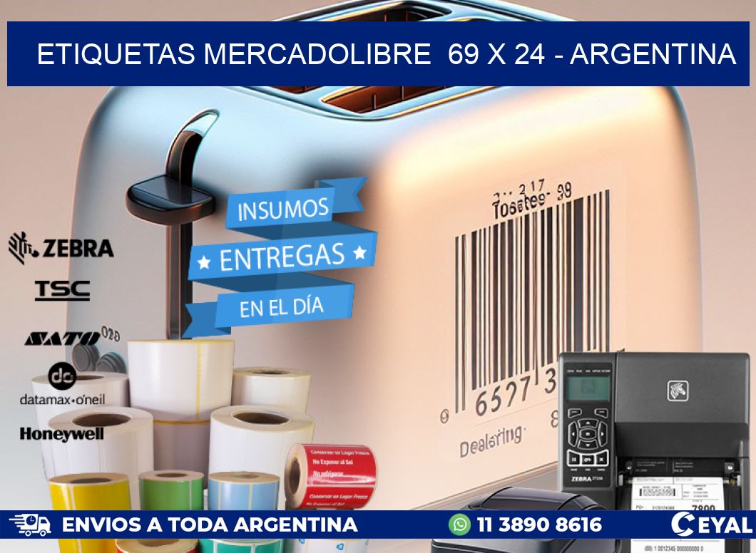 ETIQUETAS MERCADOLIBRE  69 x 24 - ARGENTINA