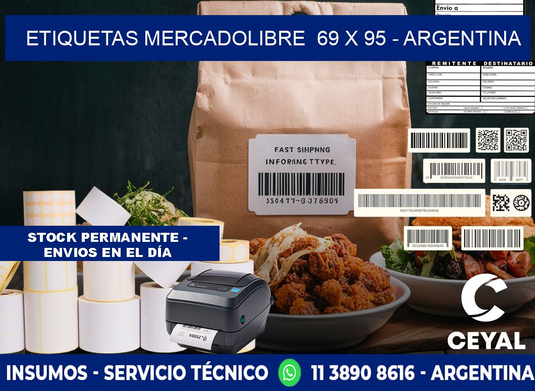 ETIQUETAS MERCADOLIBRE  69 x 95 - ARGENTINA