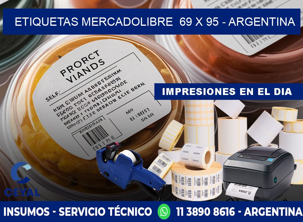 ETIQUETAS MERCADOLIBRE  69 x 95 - ARGENTINA