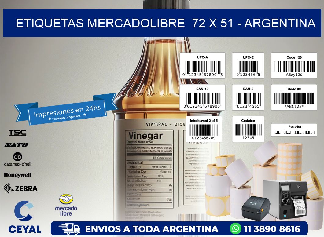 ETIQUETAS MERCADOLIBRE  72 x 51 - ARGENTINA