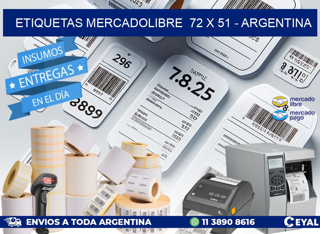 ETIQUETAS MERCADOLIBRE  72 x 51 - ARGENTINA