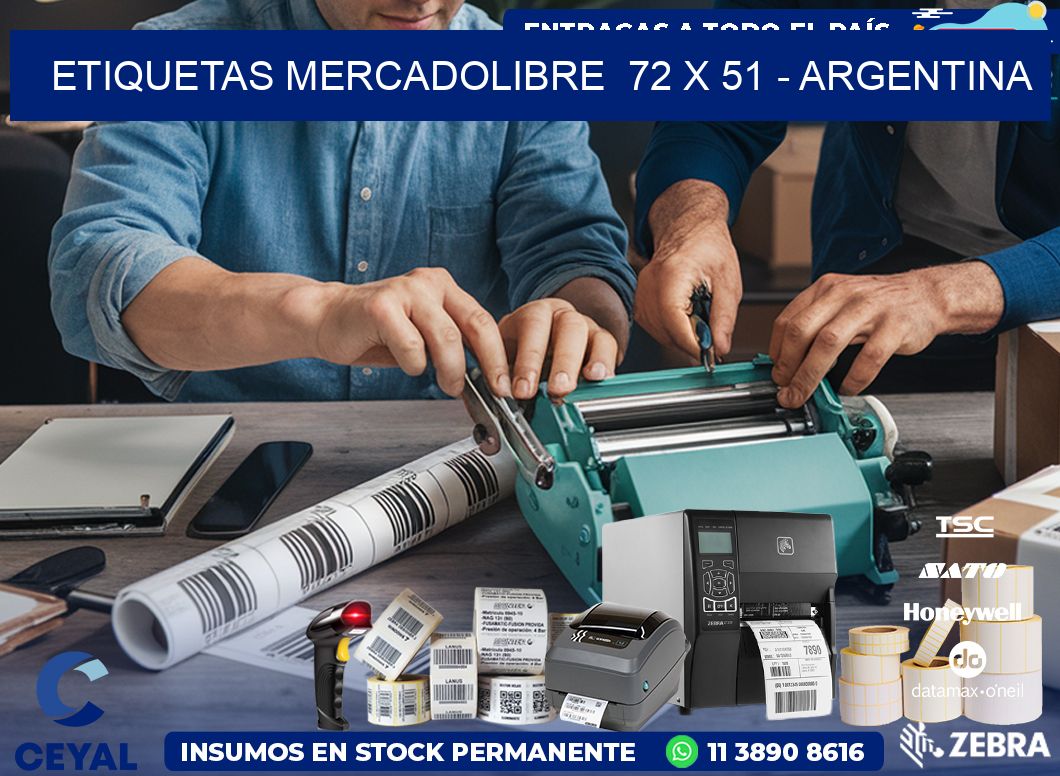 ETIQUETAS MERCADOLIBRE  72 x 51 - ARGENTINA