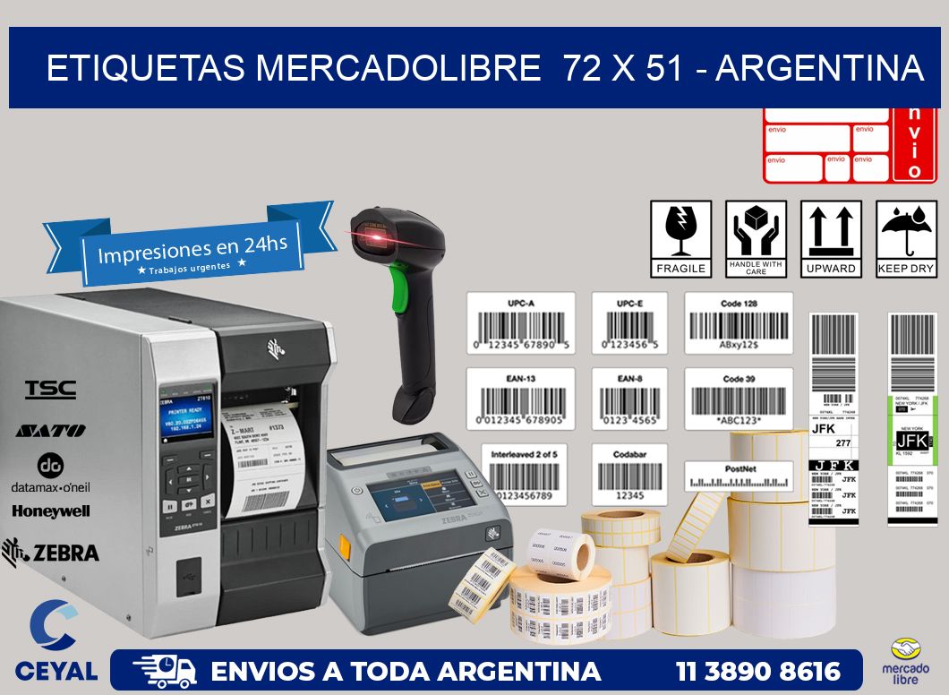 ETIQUETAS MERCADOLIBRE  72 x 51 - ARGENTINA