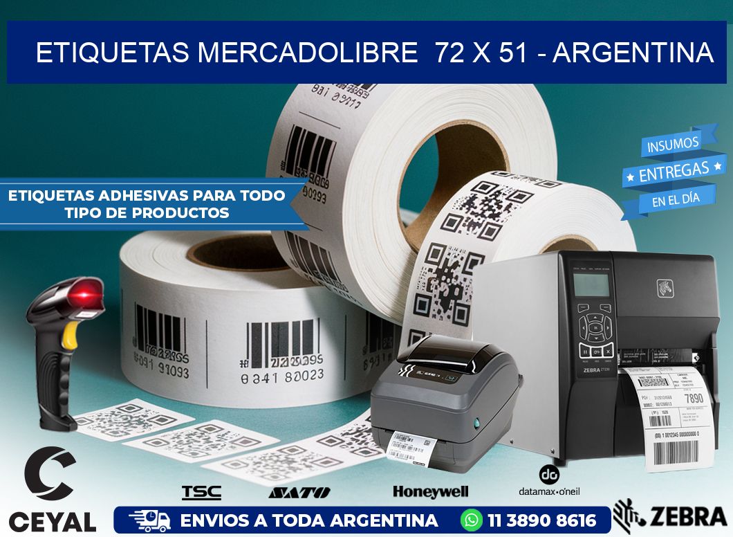 ETIQUETAS MERCADOLIBRE  72 x 51 – ARGENTINA