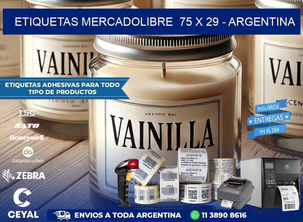 ETIQUETAS MERCADOLIBRE  75 x 29 – ARGENTINA