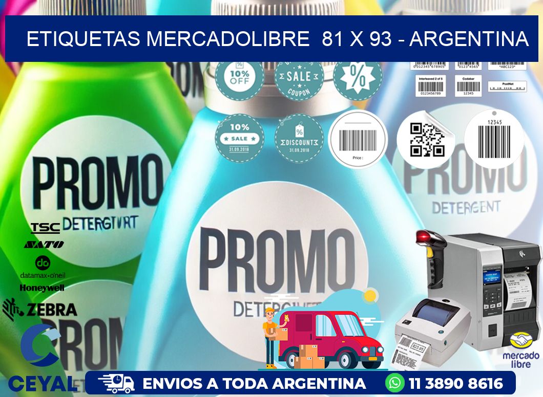 ETIQUETAS MERCADOLIBRE  81 x 93 - ARGENTINA