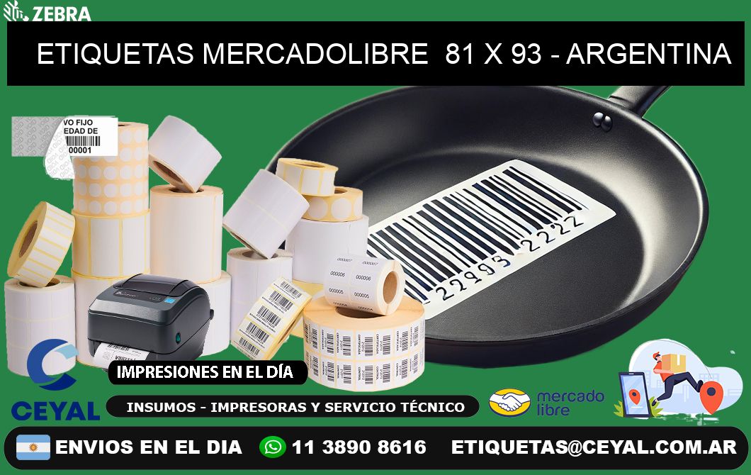 ETIQUETAS MERCADOLIBRE  81 x 93 - ARGENTINA