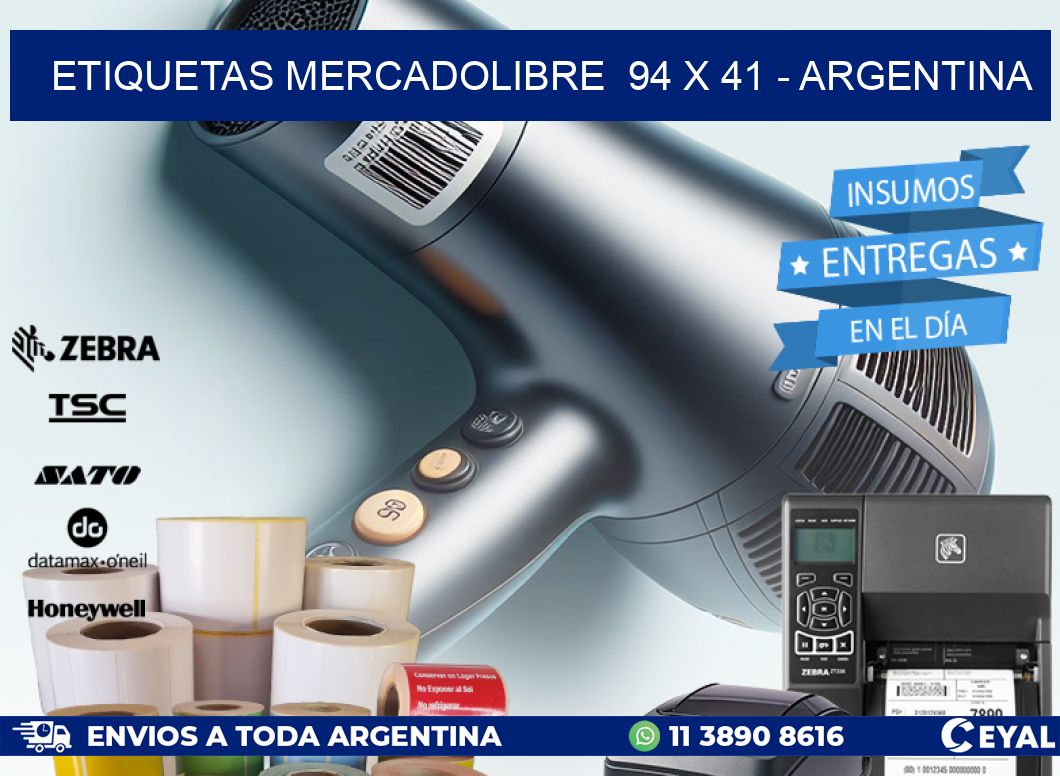 ETIQUETAS MERCADOLIBRE  94 x 41 - ARGENTINA