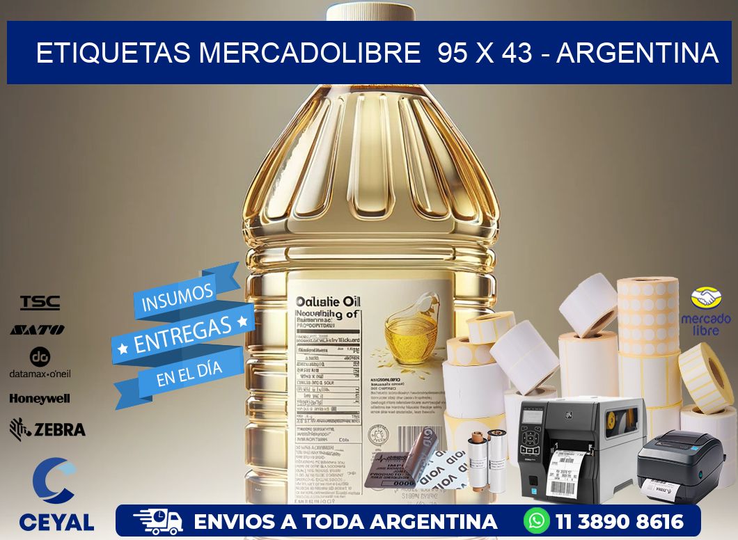 ETIQUETAS MERCADOLIBRE  95 x 43 - ARGENTINA