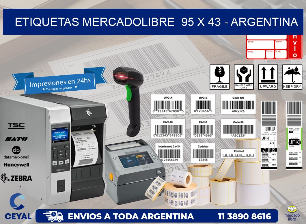 ETIQUETAS MERCADOLIBRE  95 x 43 - ARGENTINA