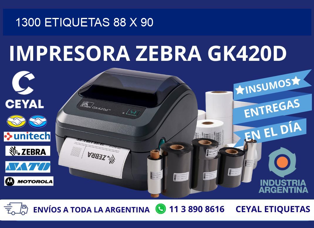 1300 ETIQUETAS 88 x 90